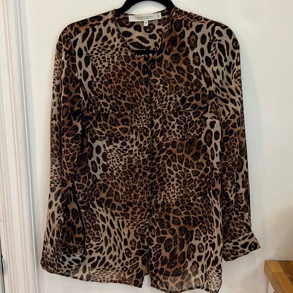 Simons Contenporaine sheer leopard print blouse - Picture 1 of 2